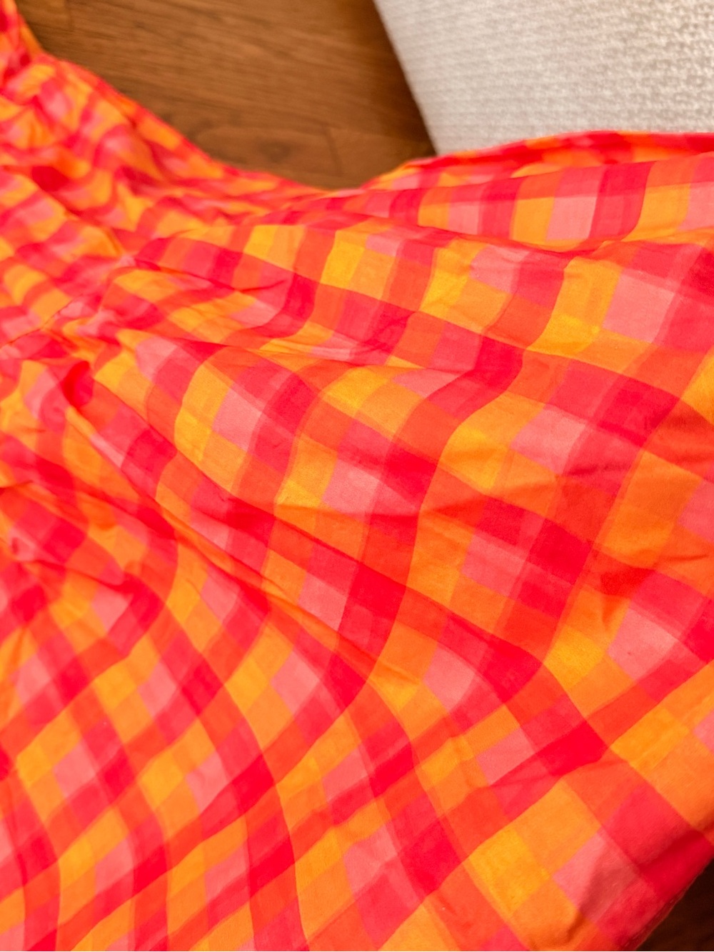 ANTHROPOLOGIE Bright Pink & Orange Plaid Maxi Dress - Picture 5 of 5